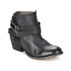 H by Hudson Horrigan Black Leather Double Buckle Ankle Booties Size 37